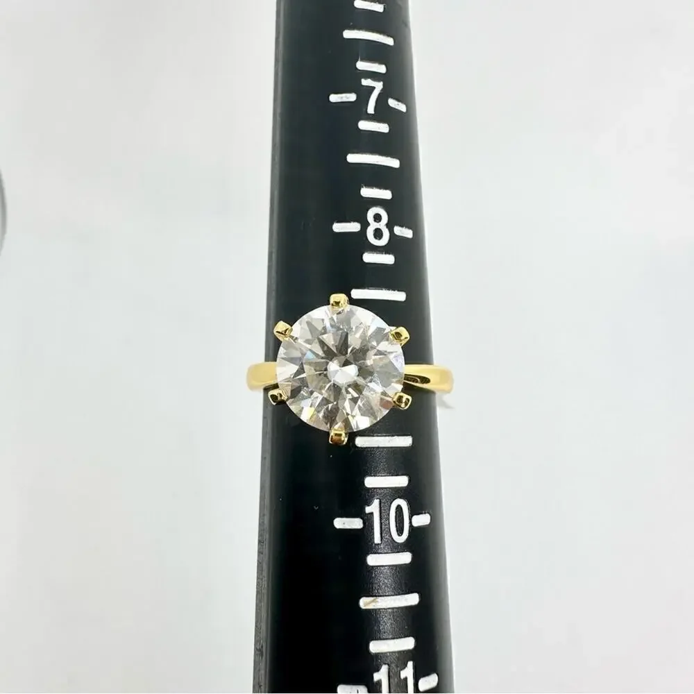 Moissanite Diamond, Yellow Gold 5 Ct Engagement Ring GRA Wedding Size 9 - Picture 6 of 10